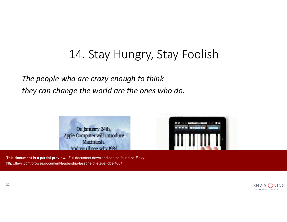 Leadership Lessons of Steve Jobs (25-slide PPT PowerPoint presentation (PPTX)) Preview Image
