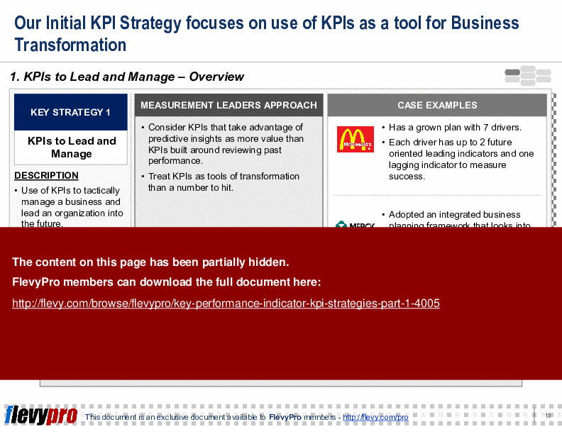 This is a partial preview of Key Performance Indicator (KPI) Strategies: Part 1 (22-slide PowerPoint presentation (PPT)). Full document is 22 slides. 