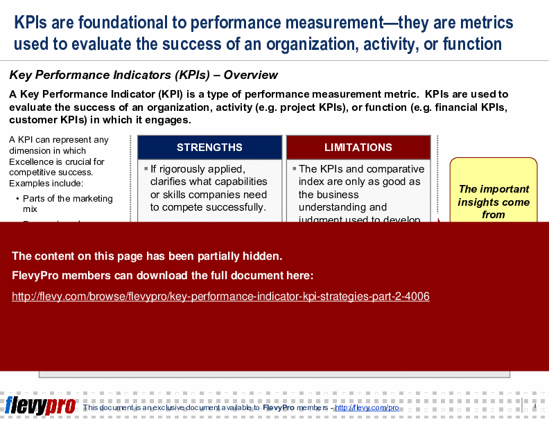 This is a partial preview of Key Performance Indicator (KPI) Strategies: Part 2 (23-slide PowerPoint presentation (PPT)). Full document is 23 slides. 