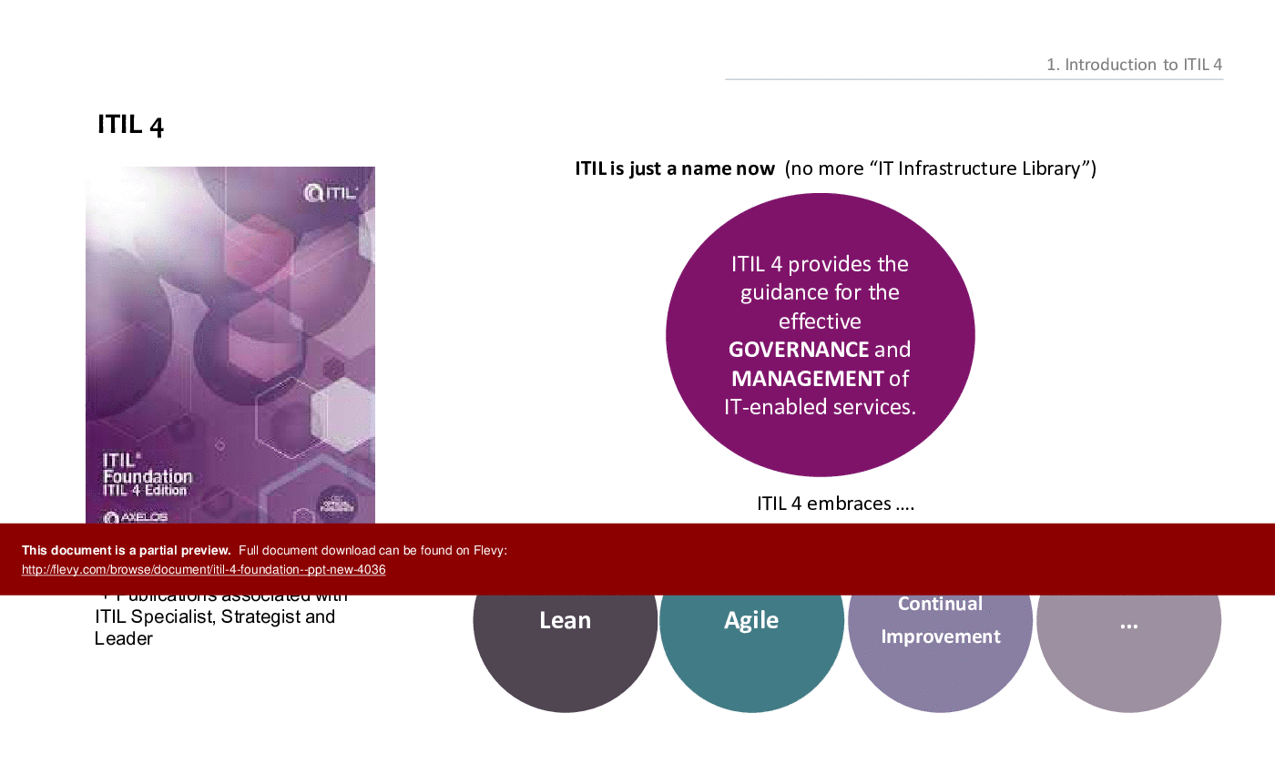 ITIL 4 Foundation (New) (234-slide PPT PowerPoint presentation (PPTX)) Preview Image