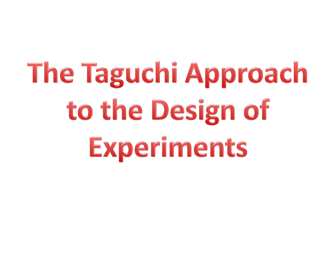 Taguchi Design of Experiments