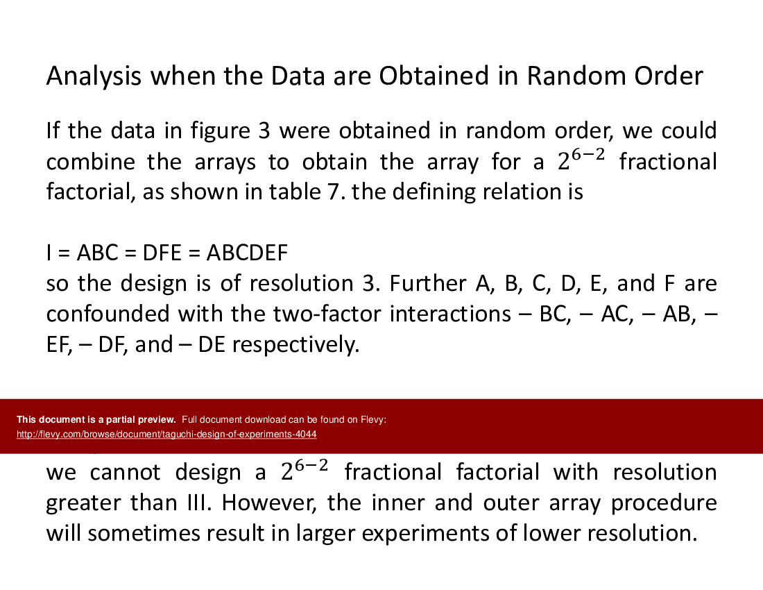 Taguchi Design of Experiments (63-slide PPT PowerPoint presentation (PPTX)) Preview Image