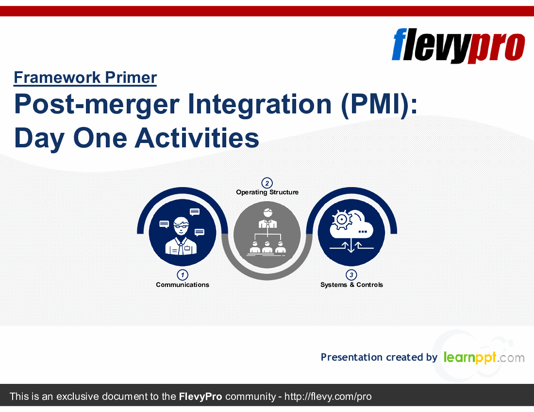 Post-merger Integration (PMI): Day One Activities (28-slide PPT PowerPoint presentation (PPTX)) Preview Image