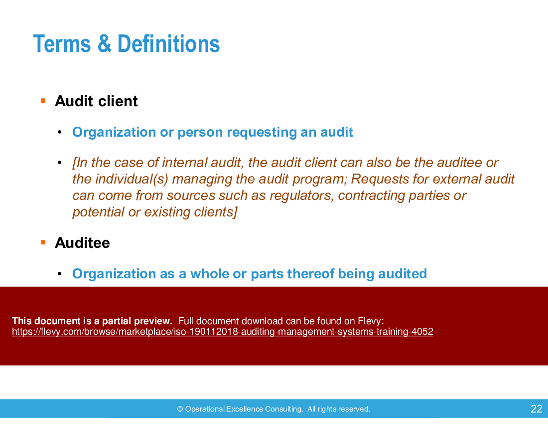 ISO 19011:2018 (Auditing Management Systems) Training (129-slide PowerPoint presentation (PPTX)) Preview Image