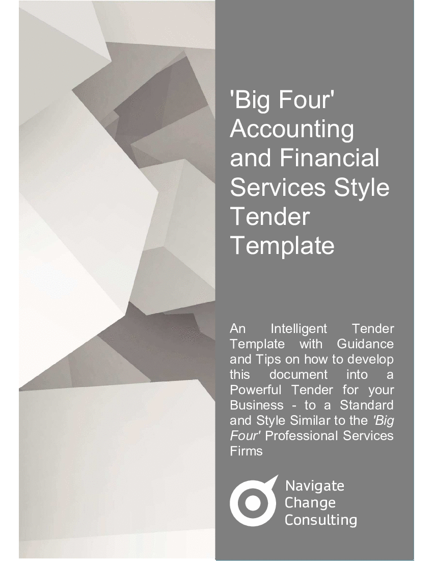 This is a partial preview of Big Four Accounting and Financial Services Tender Template (36-page Word document). Full document is 36 pages. 