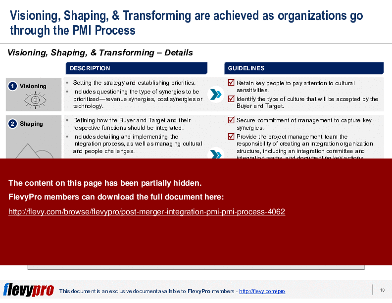 Post-merger Integration (PMI): PMI Process (37-slide PowerPoint presentation (PPTX)) Preview Image