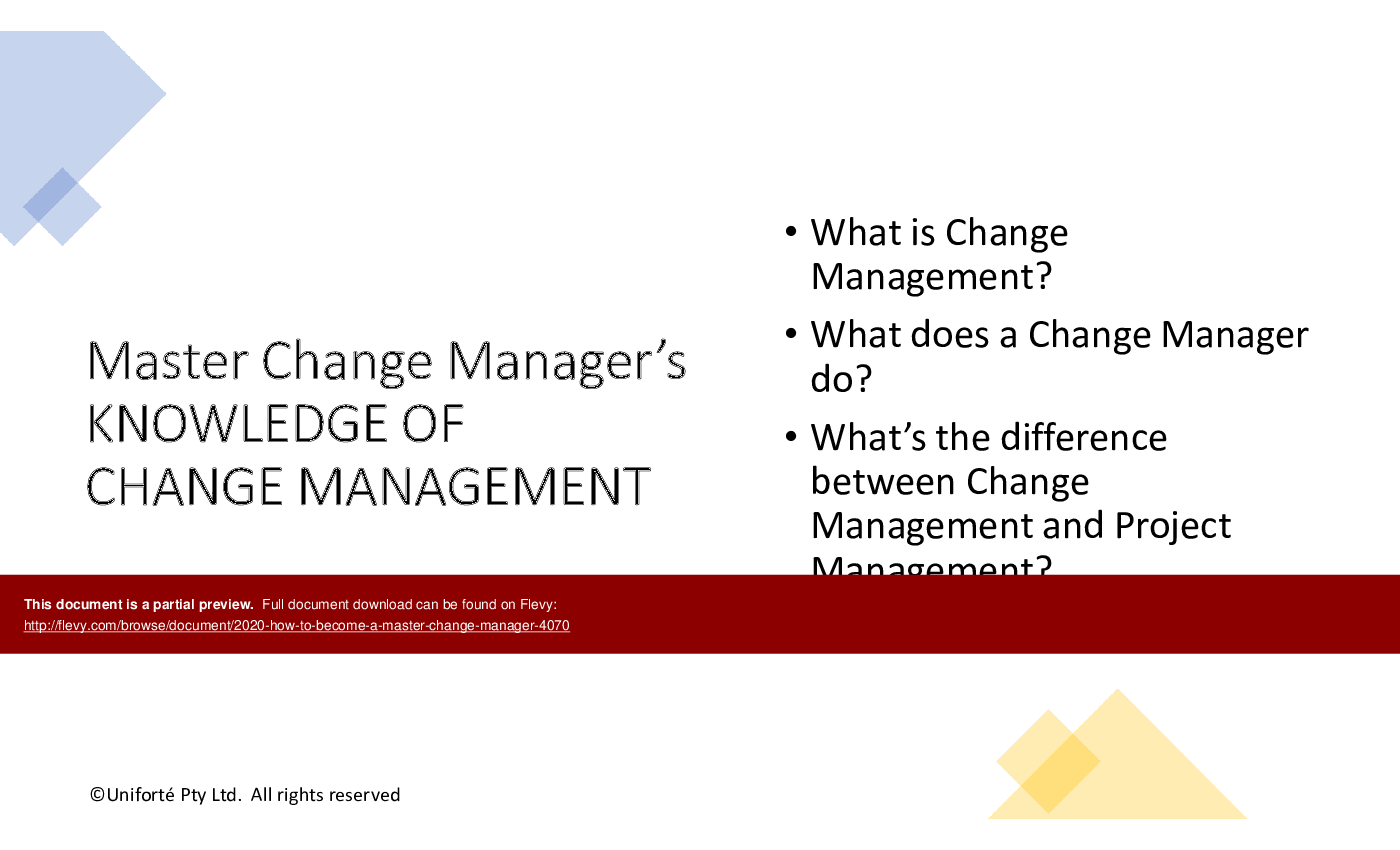 2020 How to Become a Master Change Manager (82-slide PPT PowerPoint presentation (PPTX)) Preview Image