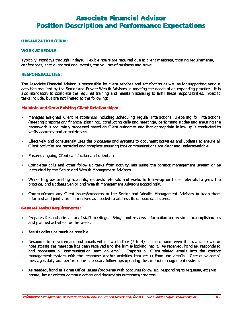 FAS Operations Manager Position Desc & Performance Expectations (3-page PDF document) Preview Image