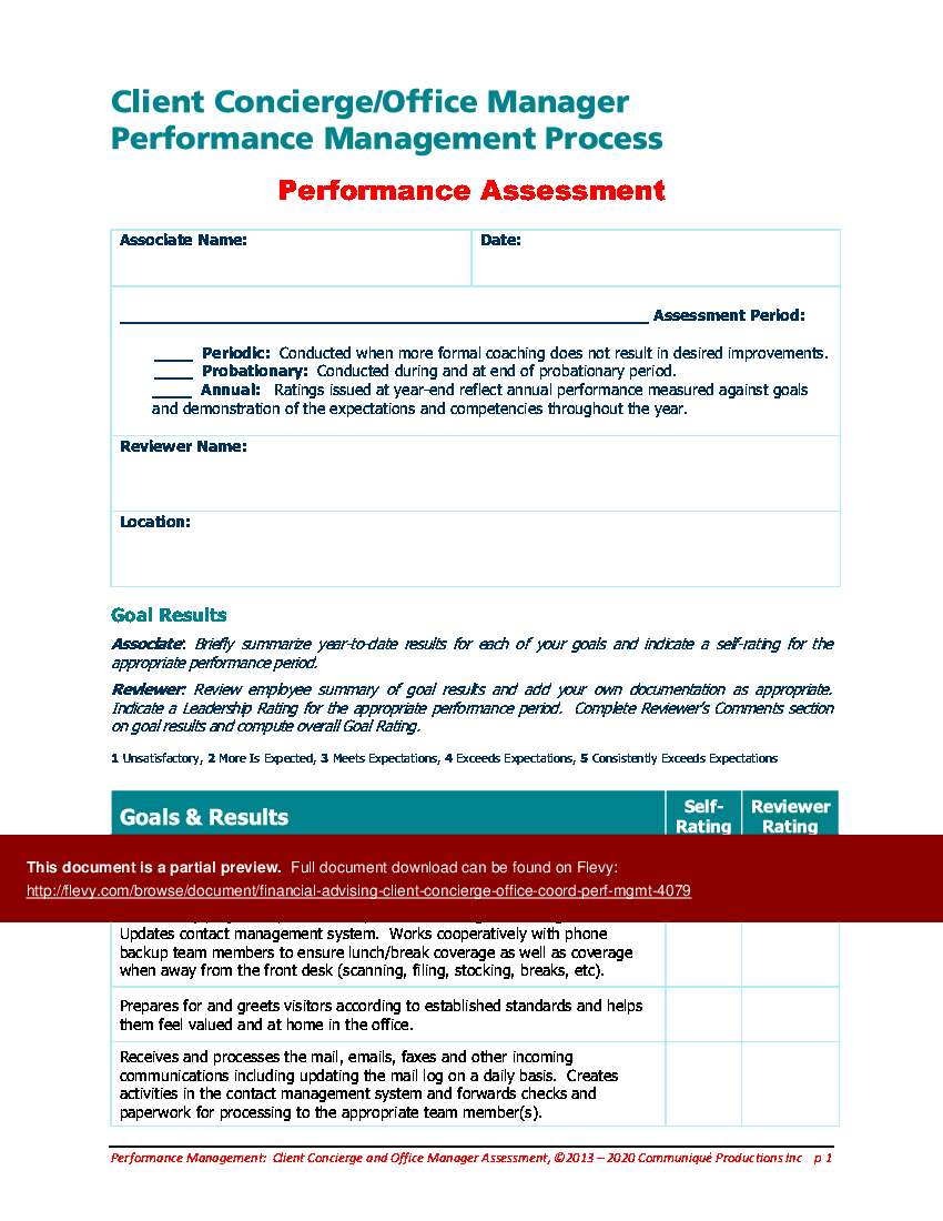 FAS Client Concierge/Office Coordinator Position Desc/Performance Expectations (4-page PDF document) Preview Image