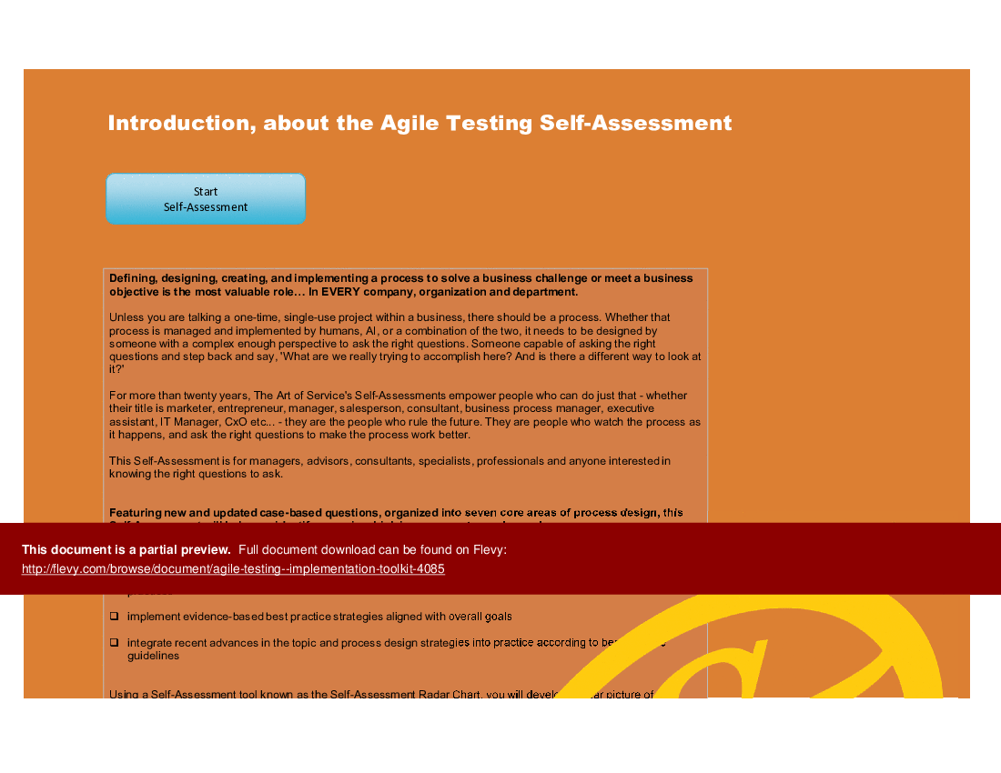 This is a partial preview of Agile Testing - Implementation Toolkit. 