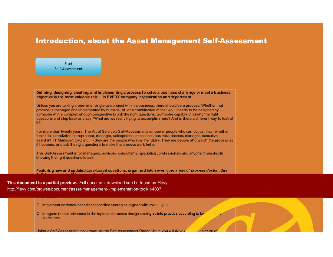 This is a partial preview of Asset Management - Implementation Toolkit (Excel workbook (XLSX)). 