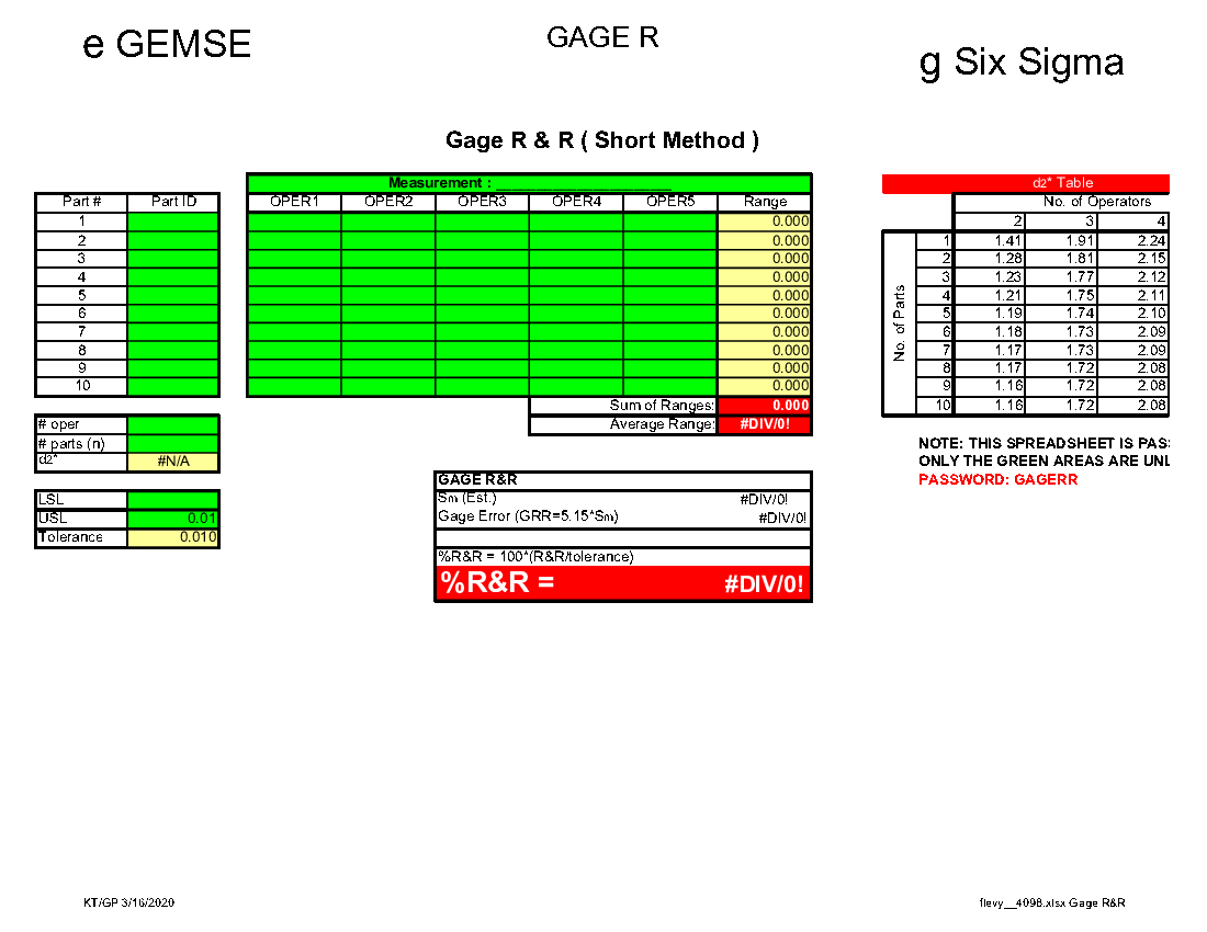 Lean & Six Sigma - Measure Bundle (Gage R&R, Sigma Level Calc) (Excel template (XLSX)) Preview Image