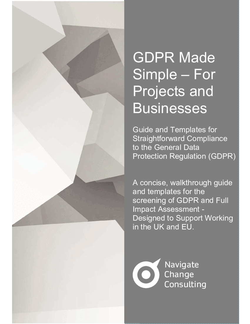 GDPR Made Simple - Good Practice Templates/Compliance Guide (23-page Word document) Preview Image