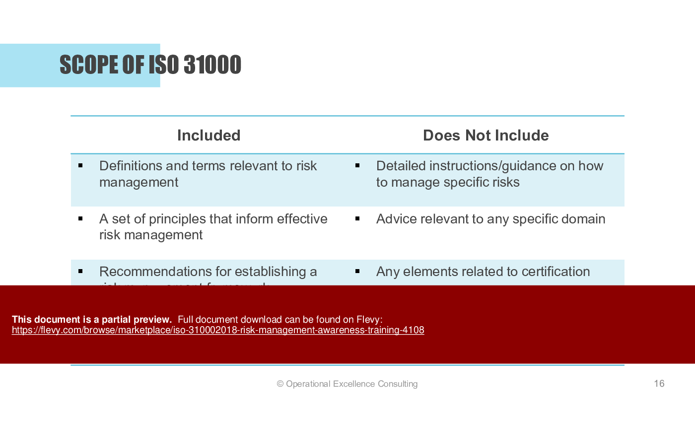 ISO 31000:2018 (Risk Management) Awareness Training (61-slide PowerPoint presentation (PPTX)) Preview Image