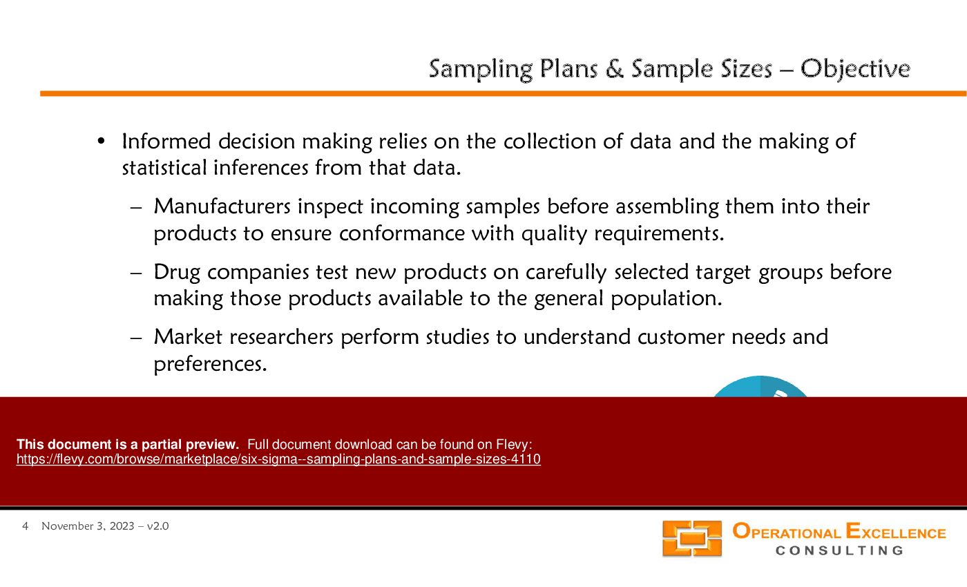 This is a partial preview of Six Sigma - Sampling Plans & Sample Sizes (120-slide PowerPoint presentation (PPTX)). Full document is 120 slides. 