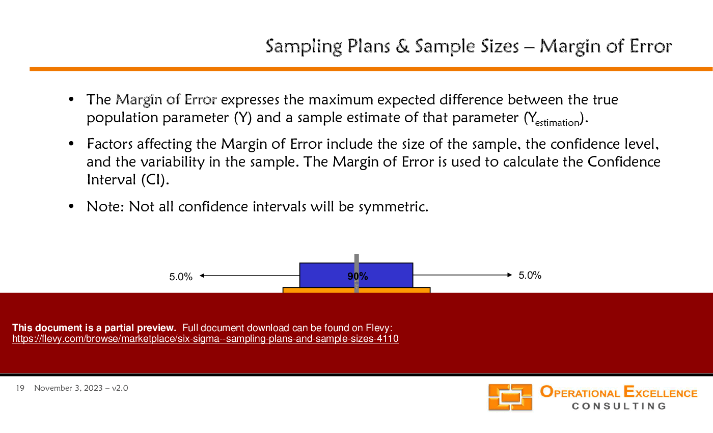 Six Sigma - Sampling Plans & Sample Sizes (120-slide PPT PowerPoint presentation (PPTX)) Preview Image