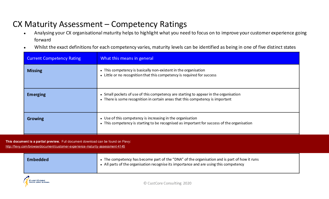 Customer Experience Maturity Assessment (30-slide PPT PowerPoint presentation (PPTX)) Preview Image