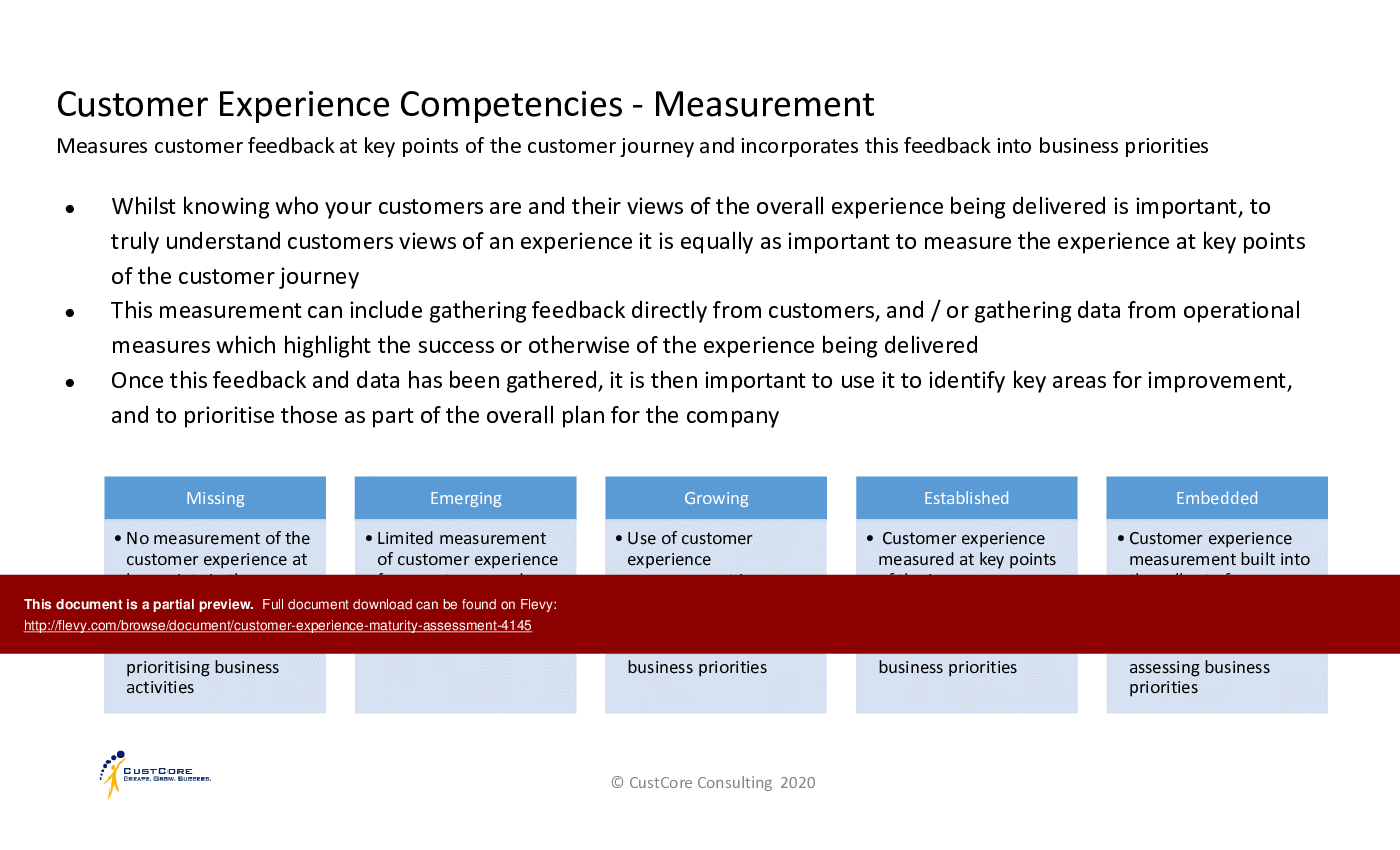 This is a partial preview of Customer Experience Maturity Assessment (30-slide PowerPoint presentation (PPTX)). Full document is 30 slides. 