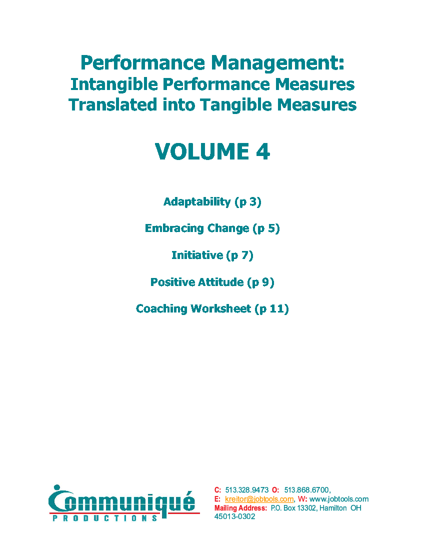 Translating Intangible to Tangible Performance: Volume 4