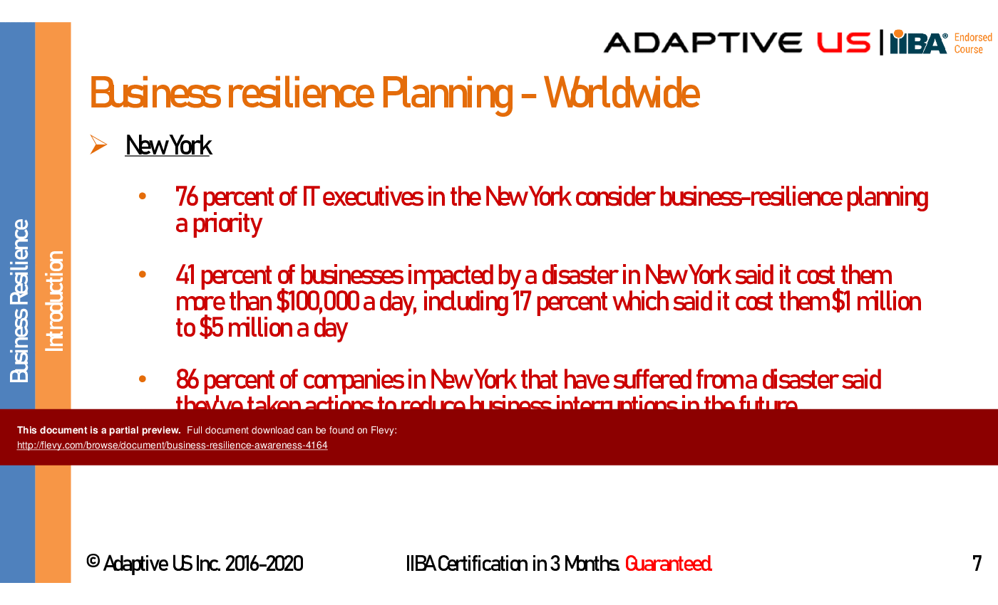 Business Resilience Awareness (15-slide PPT PowerPoint presentation (PPTX)) Preview Image
