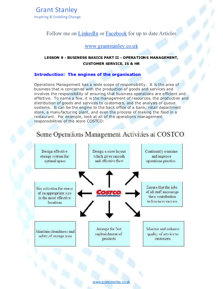 Business Basics 2 - Operations, Customer Service, IS, & HR