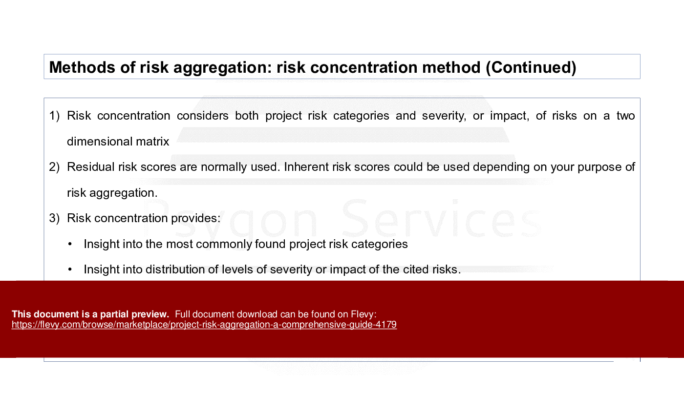 This is a partial preview of Project Risk Aggregation: A Comprehensive Guide (38-slide PowerPoint presentation (PPTX)). Full document is 38 slides. 