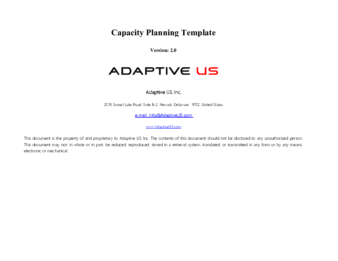 Capacity Planning Template (Excel template (XLS)) Preview Image