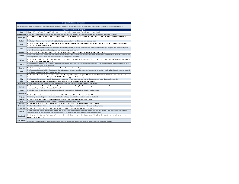 Project Management Workbook (Excel template (XLS)) Preview Image