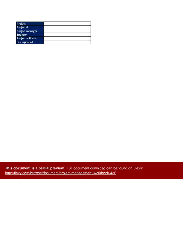 Project Management Workbook (Excel template (XLS)) Preview Image