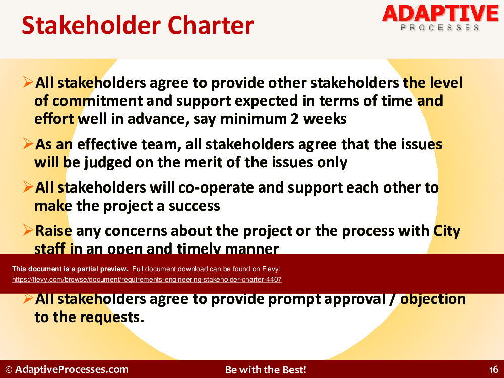 Requirements engineering- Stakeholder Charter (19-slide PPT PowerPoint presentation (PPTX)) Preview Image
