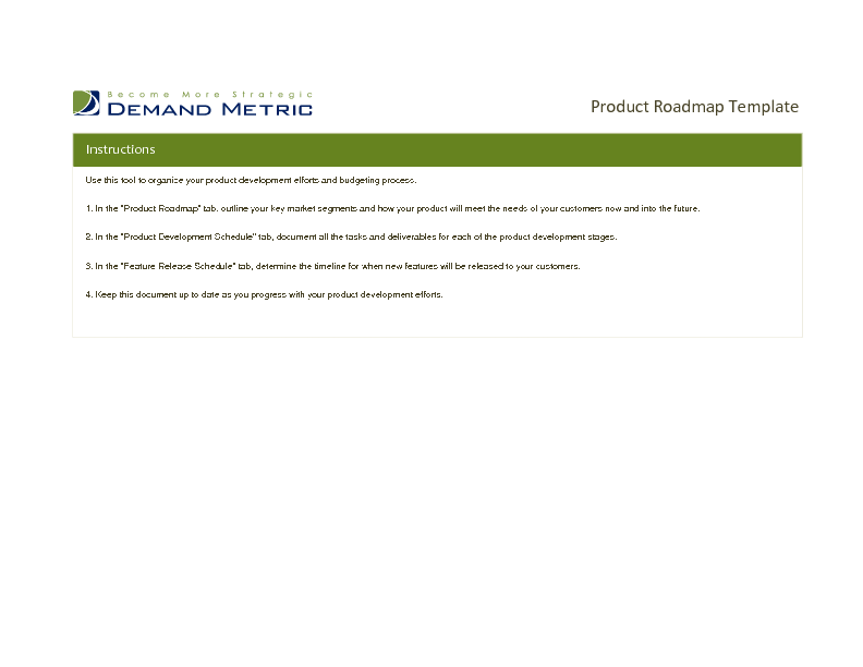 Excel Template: Product Roadmap Template (Excel template (XLS)) Flevy