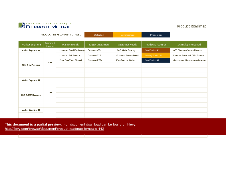 Product Roadmap Template (Excel template (XLS)) Preview Image