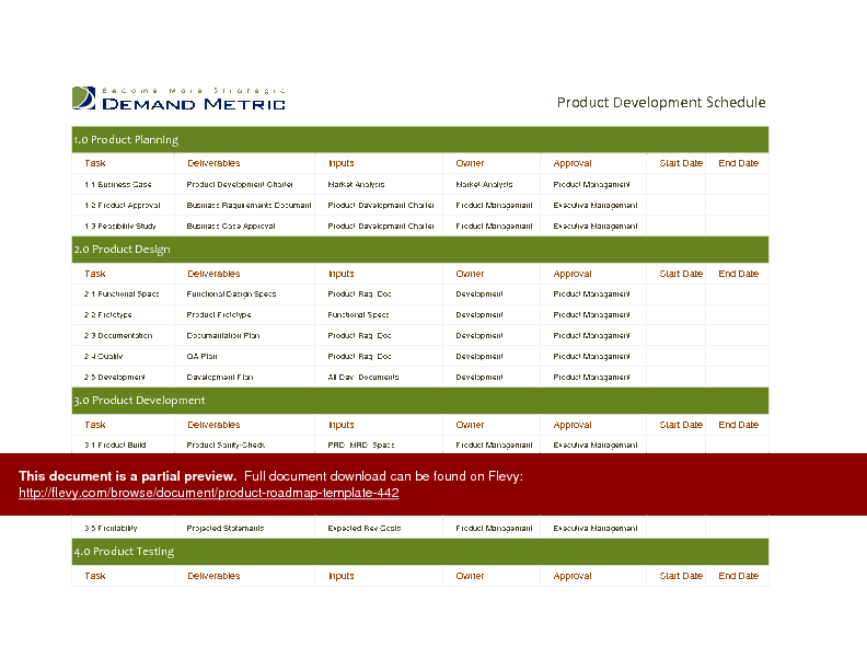 Product Roadmap Template (Excel template (XLS)) Preview Image
