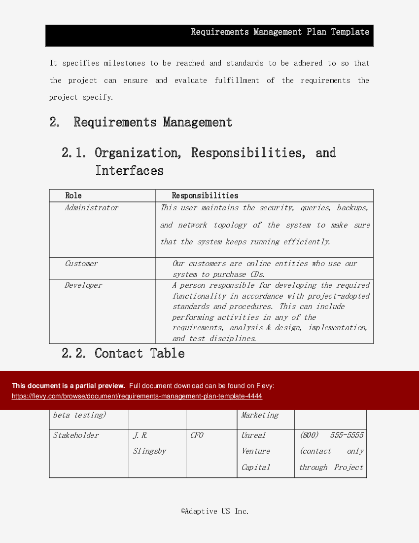 Requirements Management Plan Template (26page Word document) Flevy