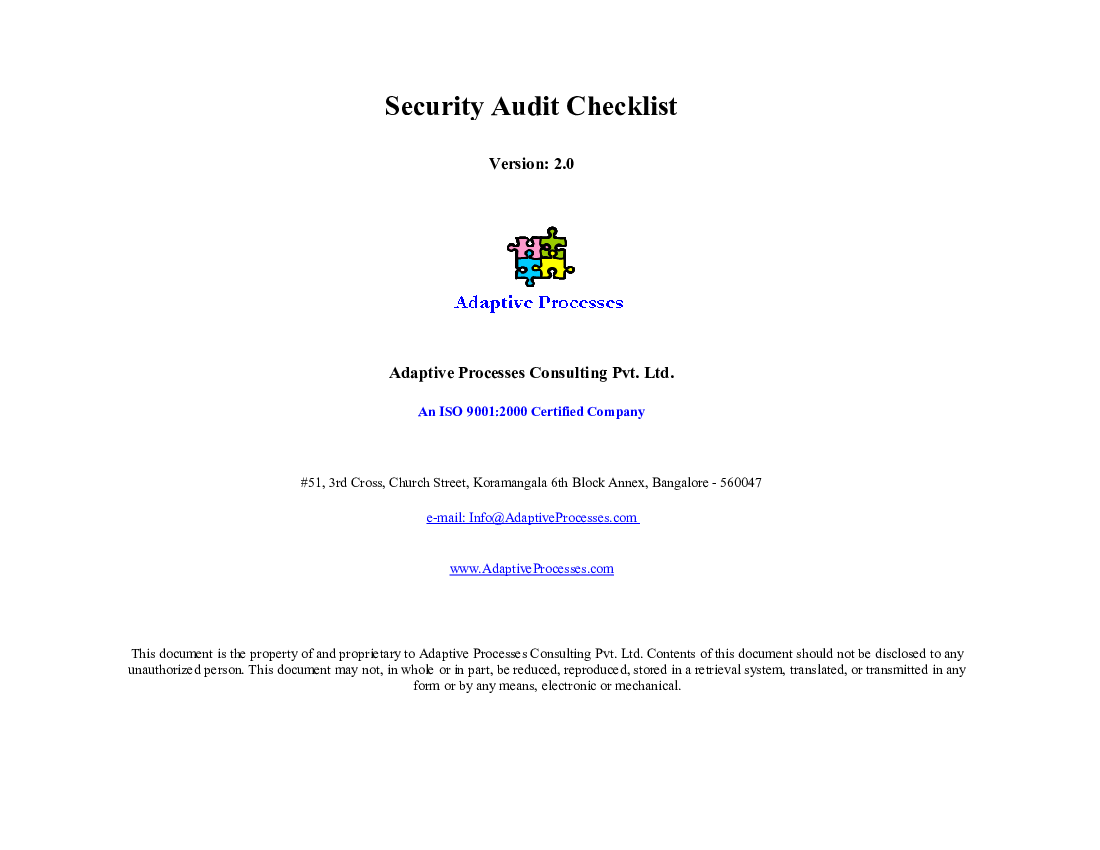 Information Security Checklist (Excel template (XLS)) Preview Image