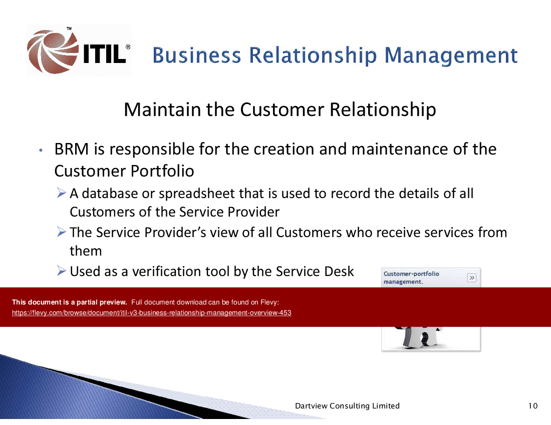 This is a partial preview of ITIL v3 Business Relationship Management Overview. Full document is 50 slides. 