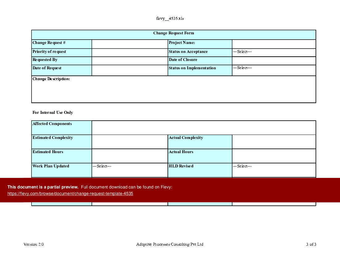 Change request template (Excel template (XLS)) Preview Image
