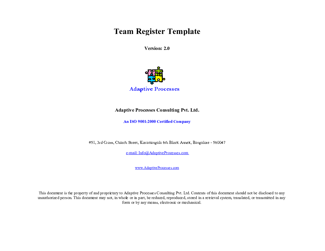 Team register template (Excel template (XLS)) Preview Image