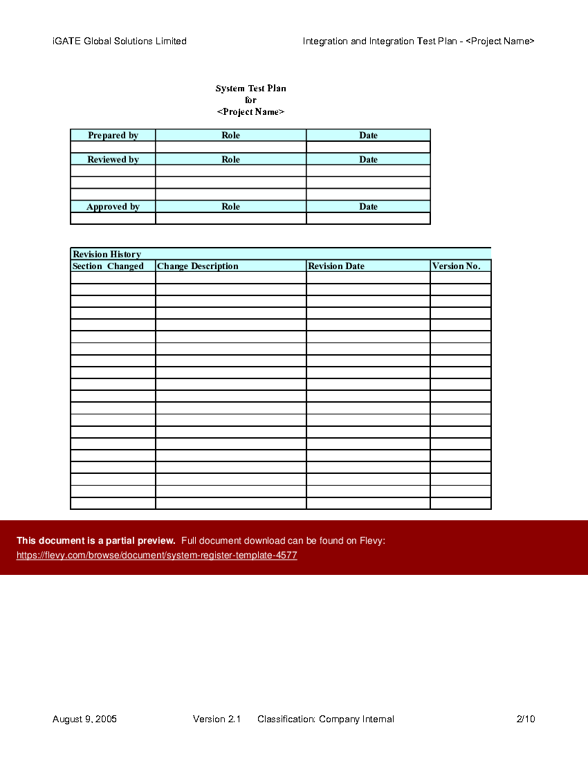 System register template (Excel template (XLS)) Preview Image