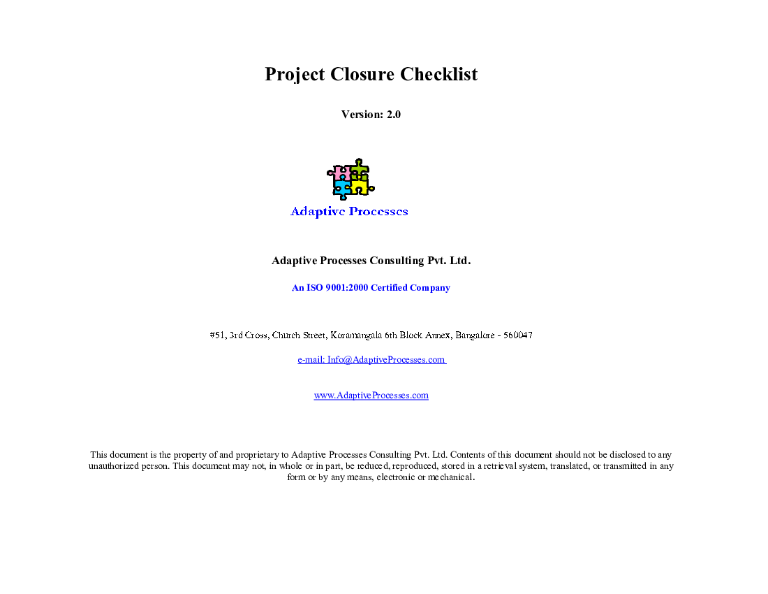 Project Closure Checklist