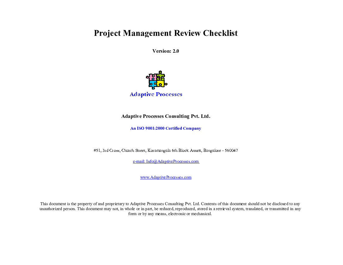 Project Management Review Checklist