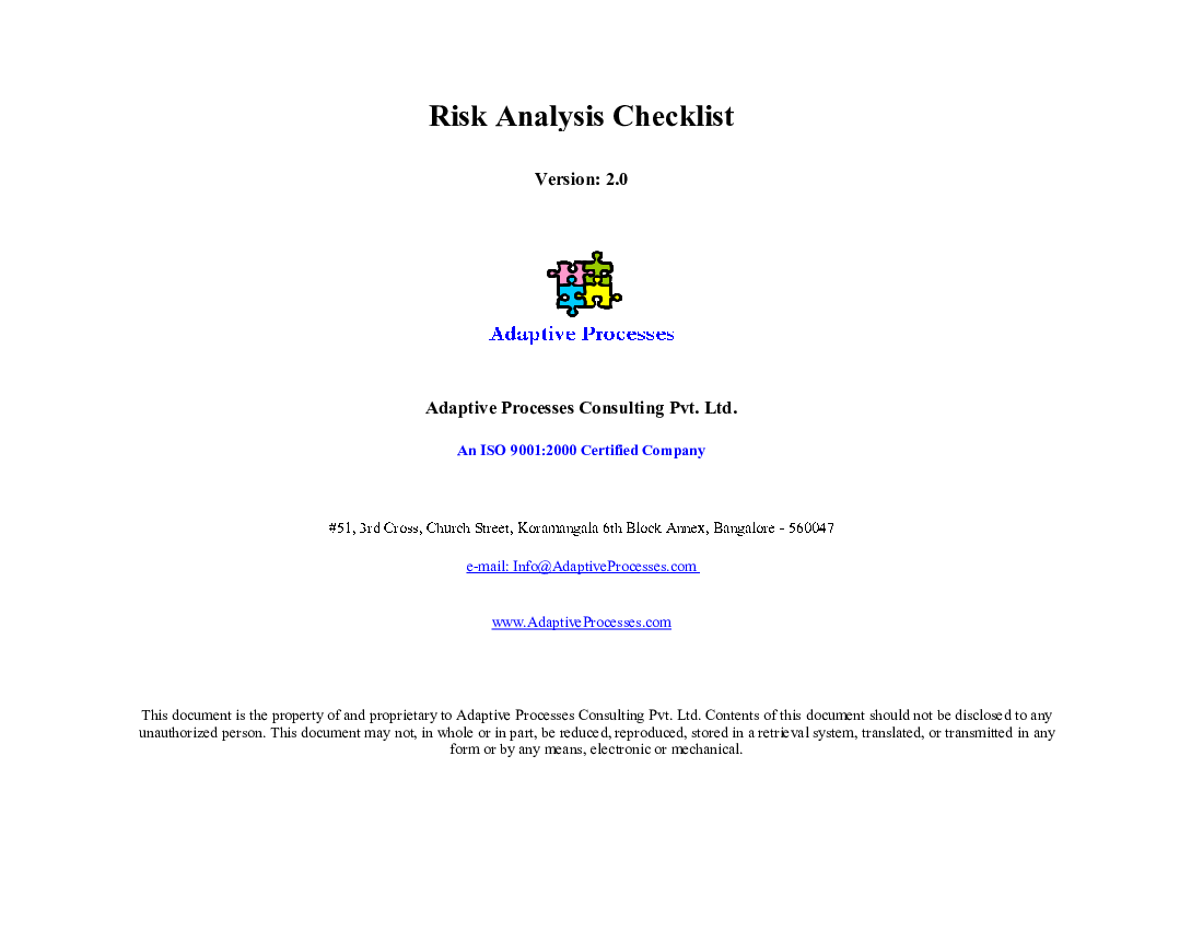 Risk Analysis Checklist (Excel template (XLS)) Preview Image