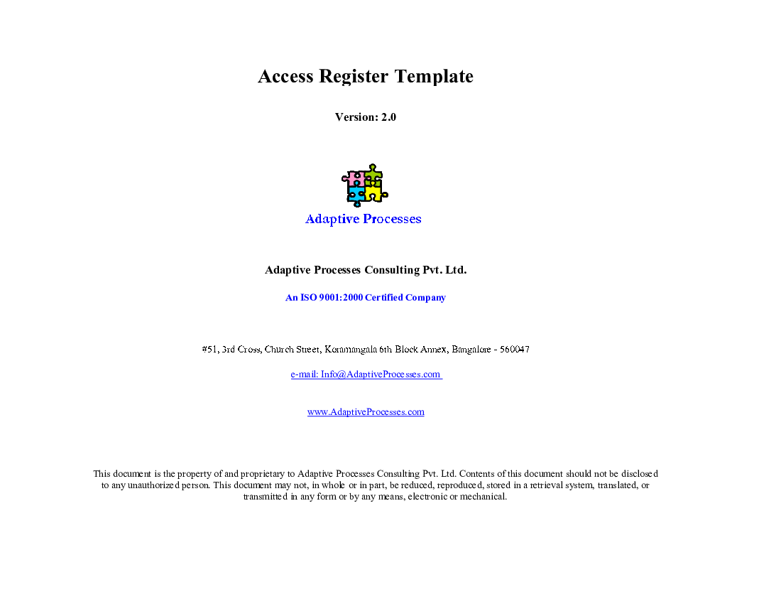 Access Register Template (Excel template (XLS)) Preview Image