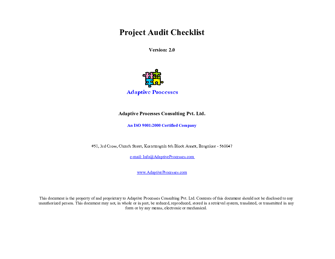 Project Audit Checklist (Excel template (XLS)) Preview Image
