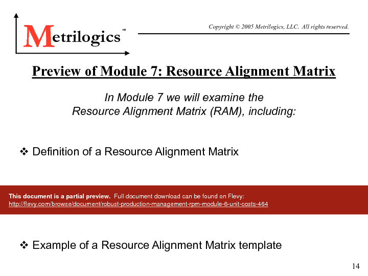 Robust Production Management (RPM) Module 6: Unit Costs (17-page PDF document) Preview Image