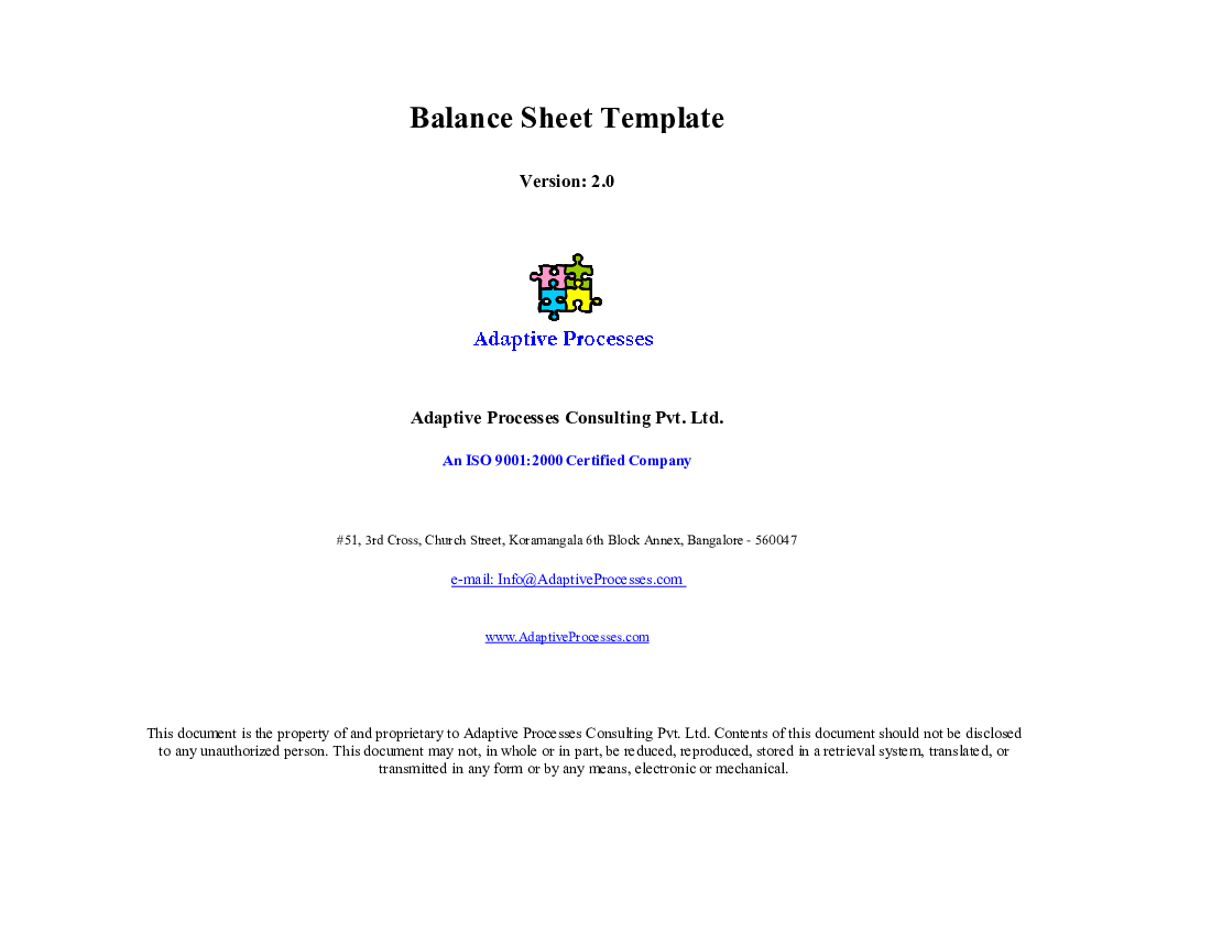 Balance Sheet Template (Excel template (XLS)) Preview Image