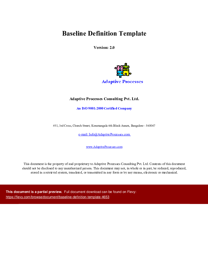 Baseline Definition Template (Excel template (XLS)) Preview Image