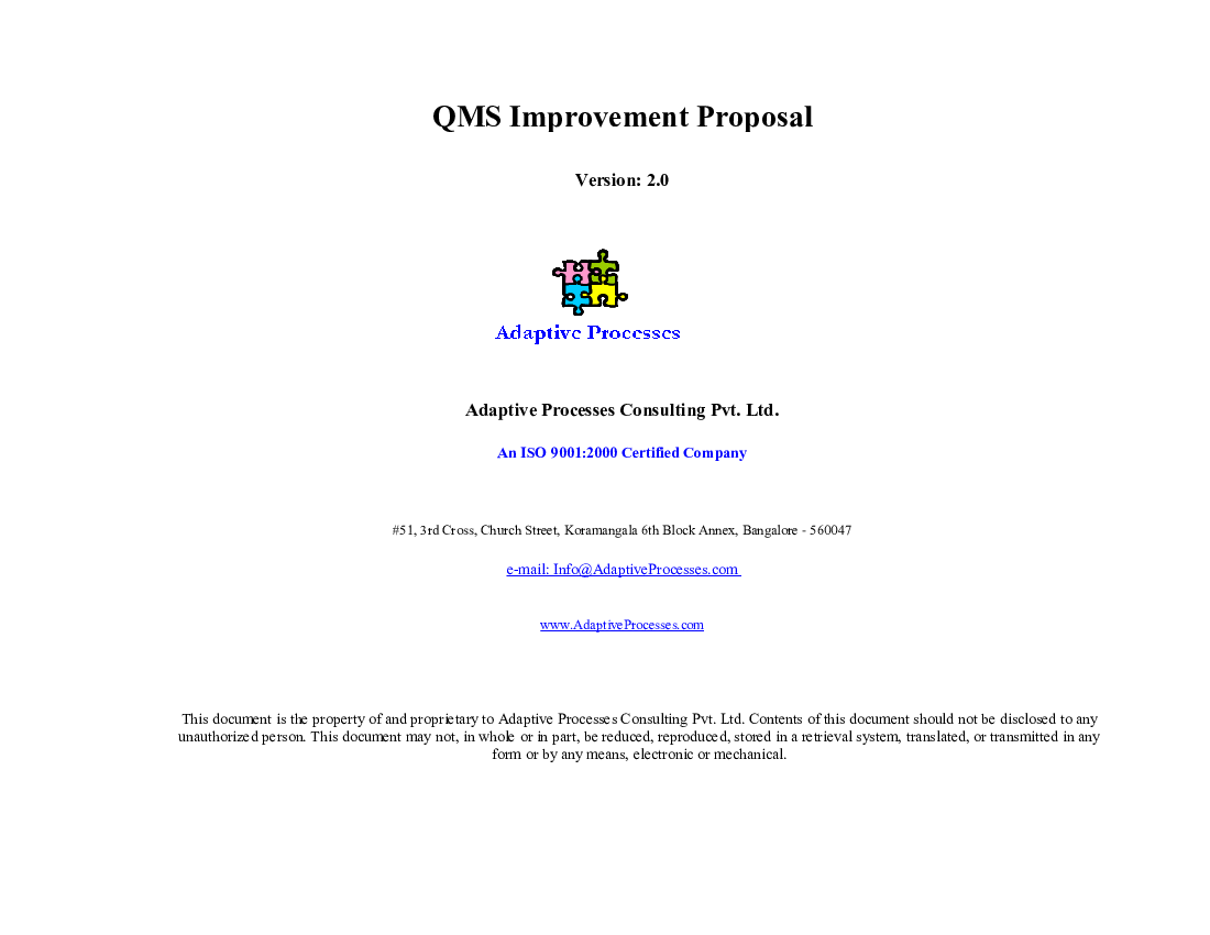 QMS improvement proposal (Excel template (XLS)) Preview Image