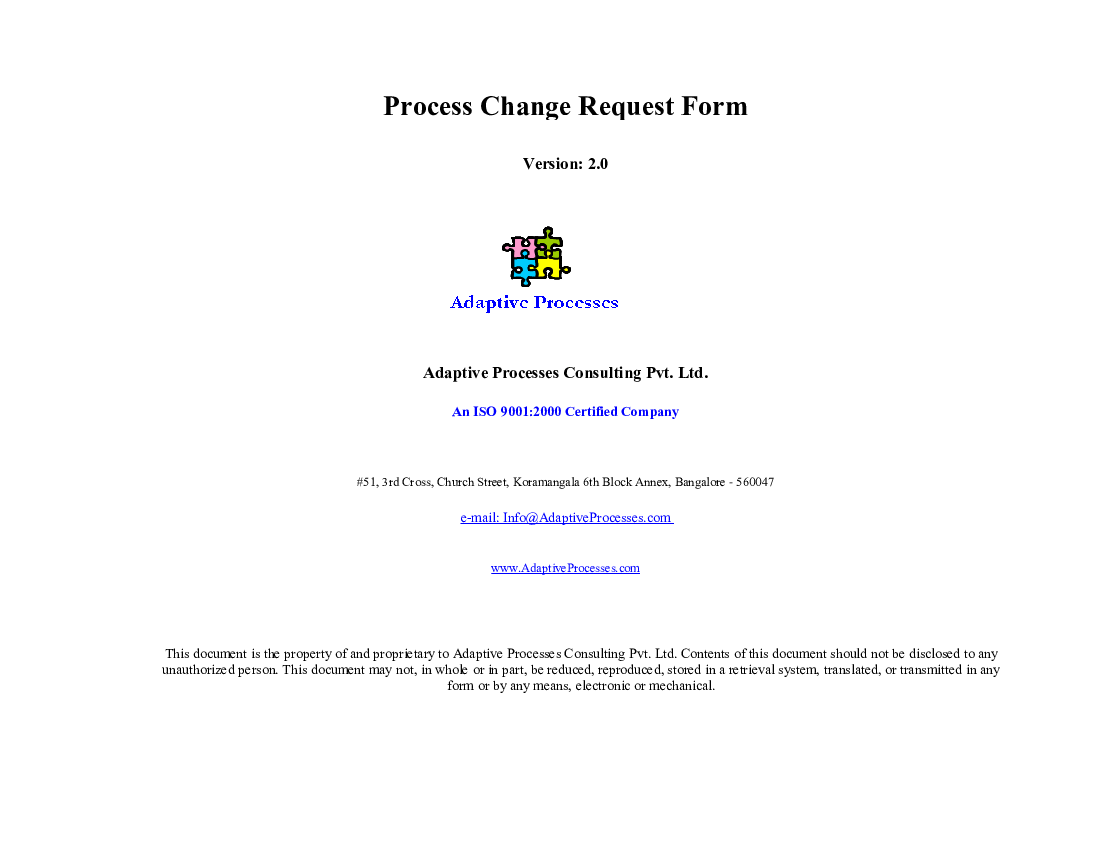 process change request (Excel template (XLS)) Preview Image