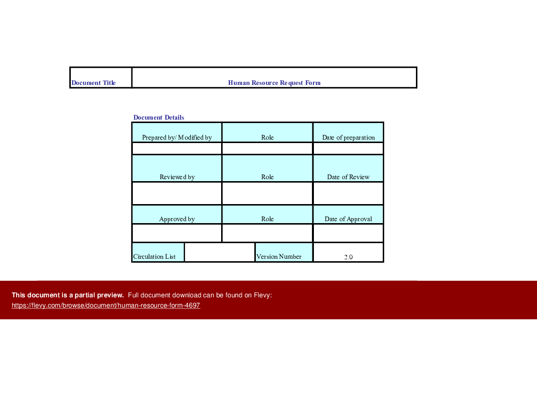 Human resource form (Excel template (XLS)) Preview Image
